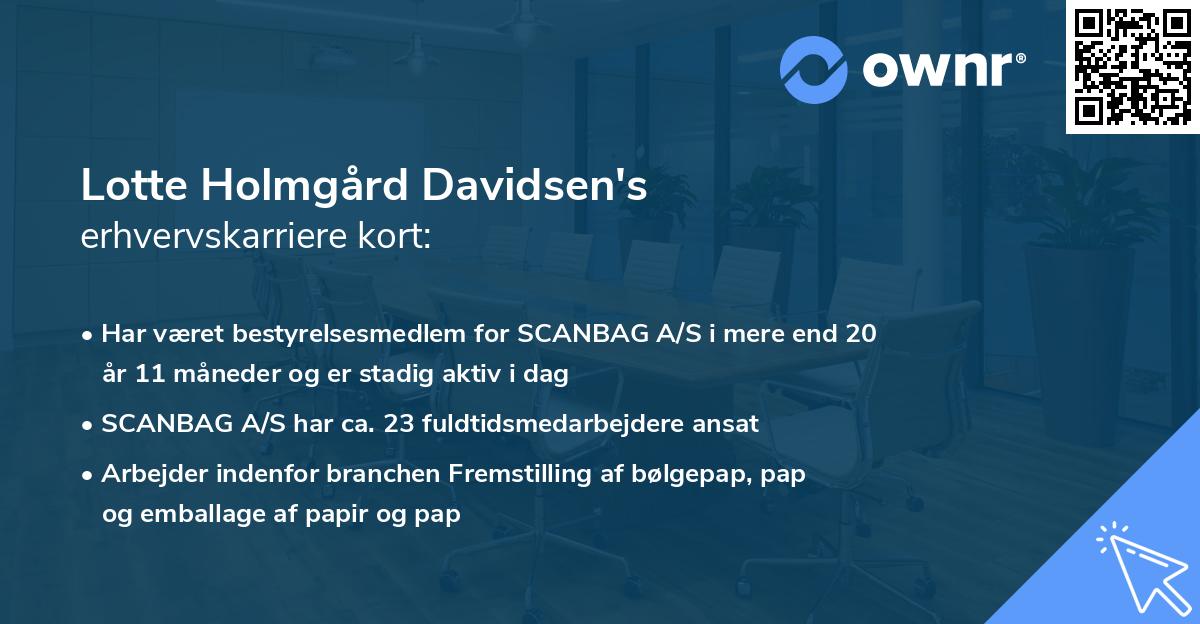 Lotte Holmgård Davidsen's erhvervskarriere kort