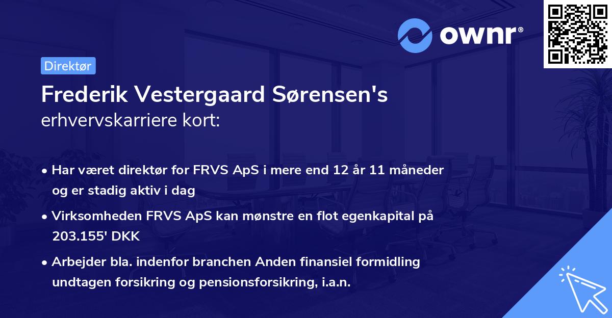 Frederik Vestergaard Sørensen's erhvervskarriere kort