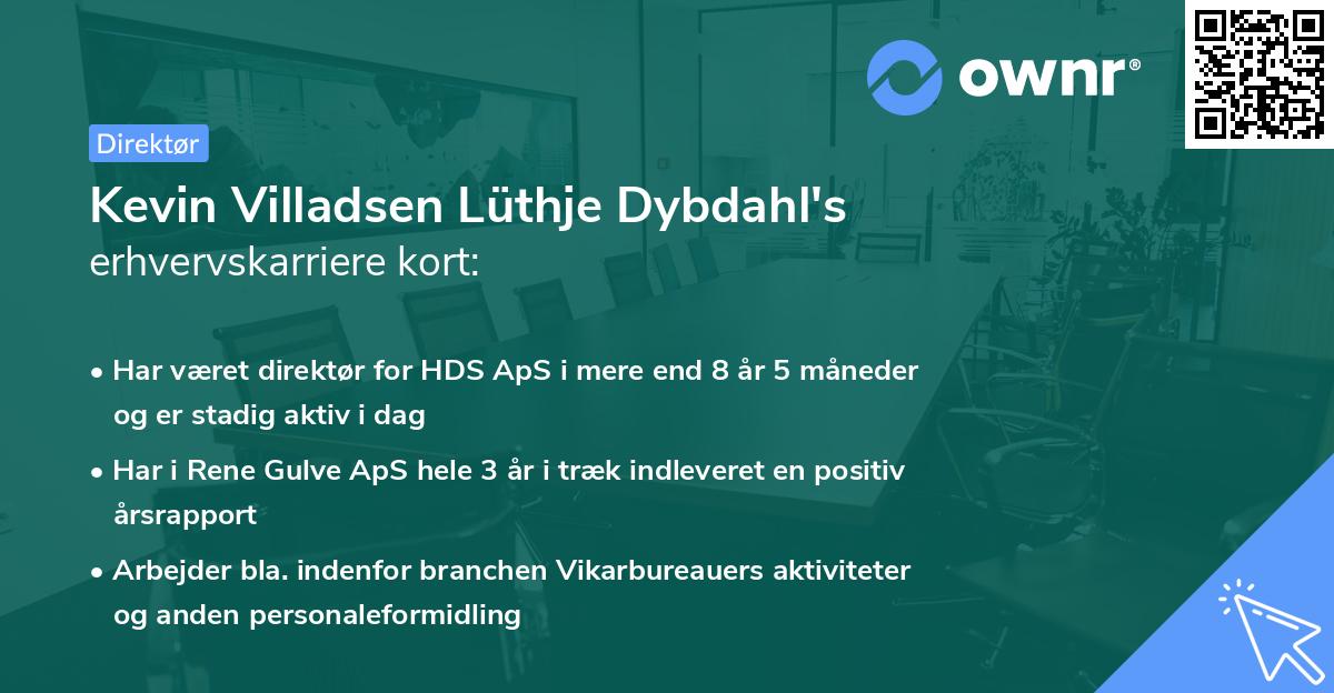 Kevin Villadsen Lüthje Dybdahl's erhvervskarriere kort