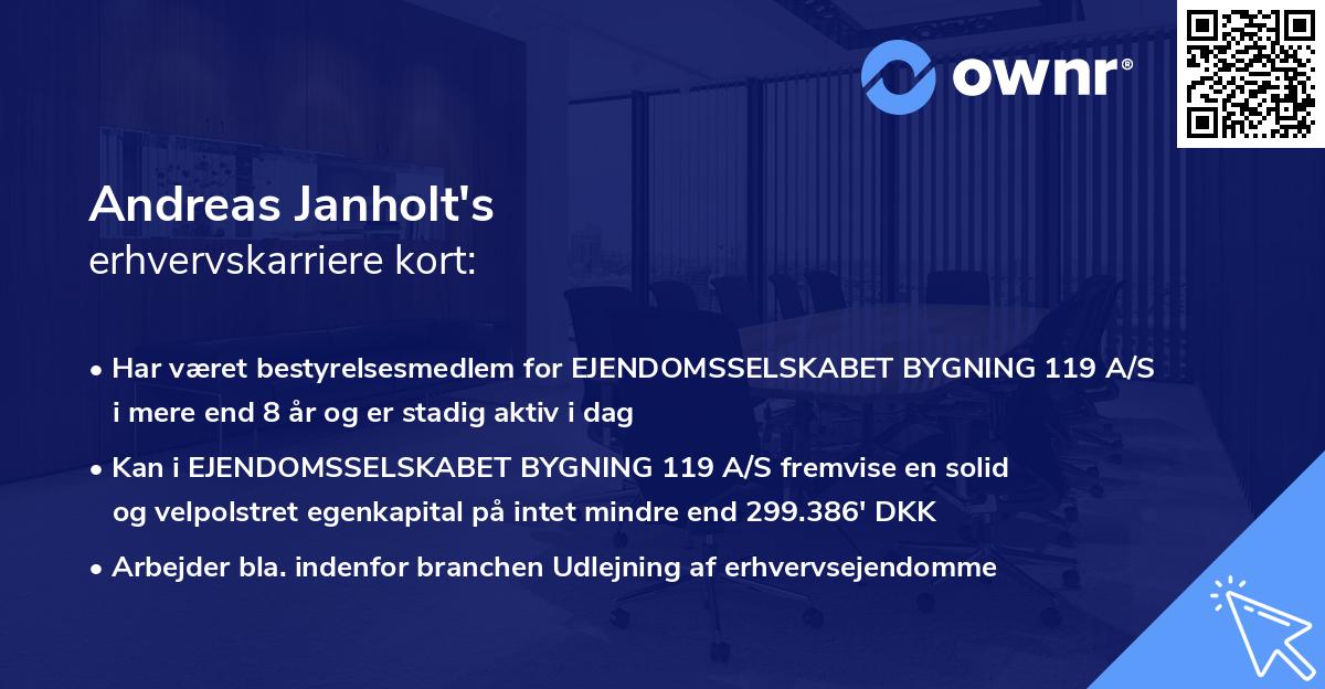 Andreas Janholt's erhvervskarriere kort