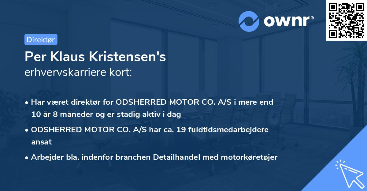 Per Klaus Kristensen's erhvervskarriere kort