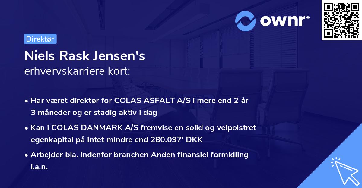 Niels Rask Jensen's erhvervskarriere kort