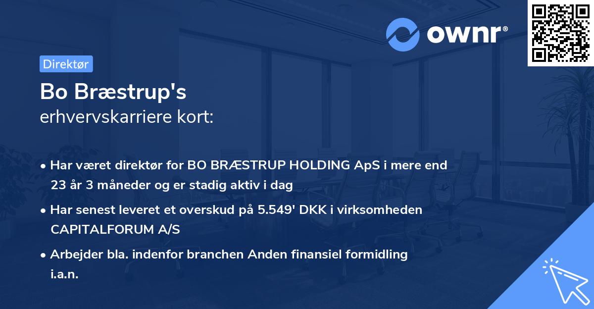 Bo Bræstrup's erhvervskarriere kort