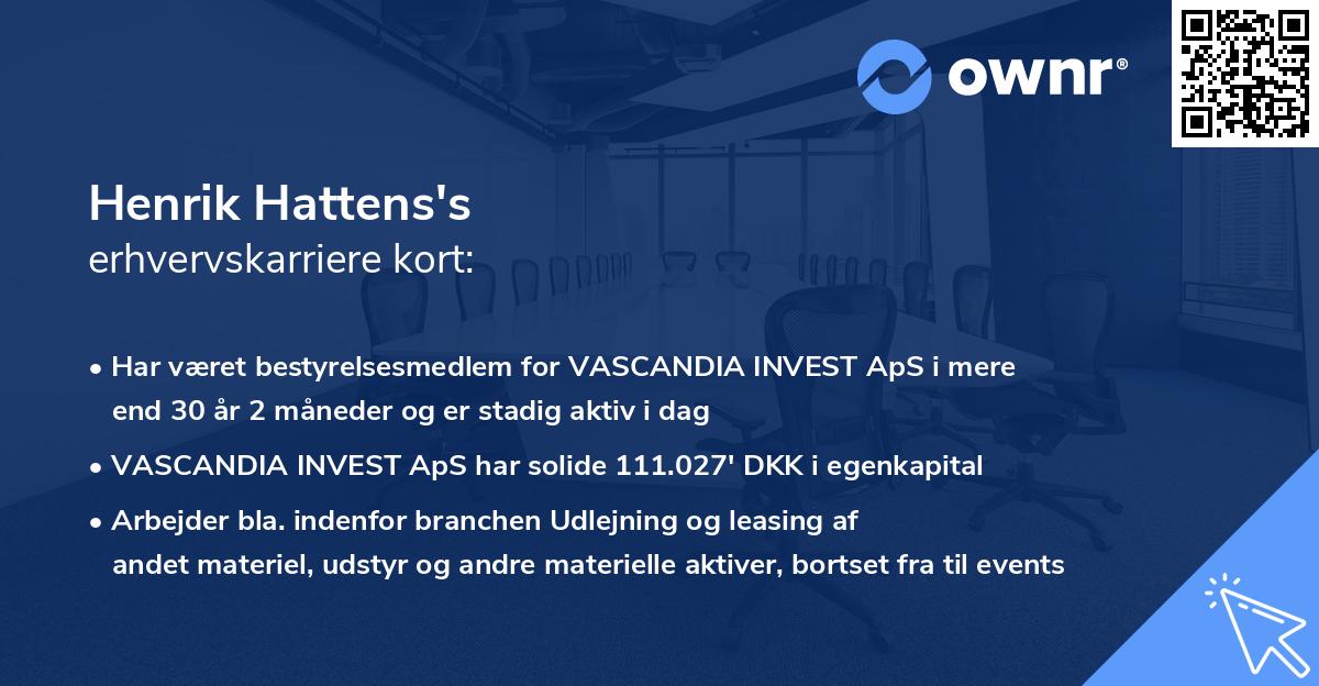 Henrik Hattens's erhvervskarriere kort