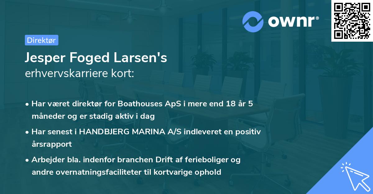Jesper Foged Larsen's erhvervskarriere kort