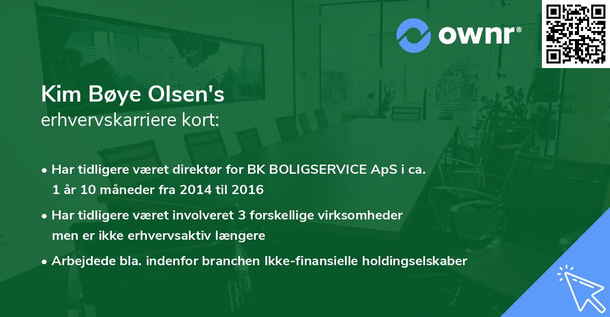 Kim Bøye Olsen's erhvervskarriere kort