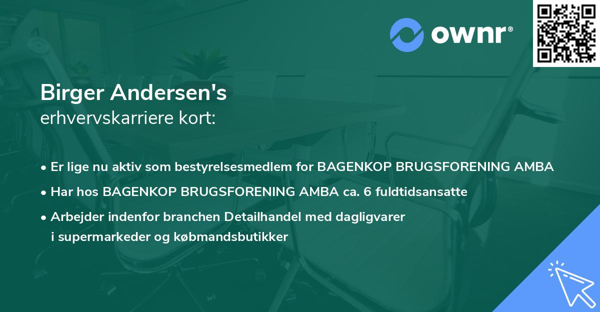 Birger Andersen's erhvervskarriere kort
