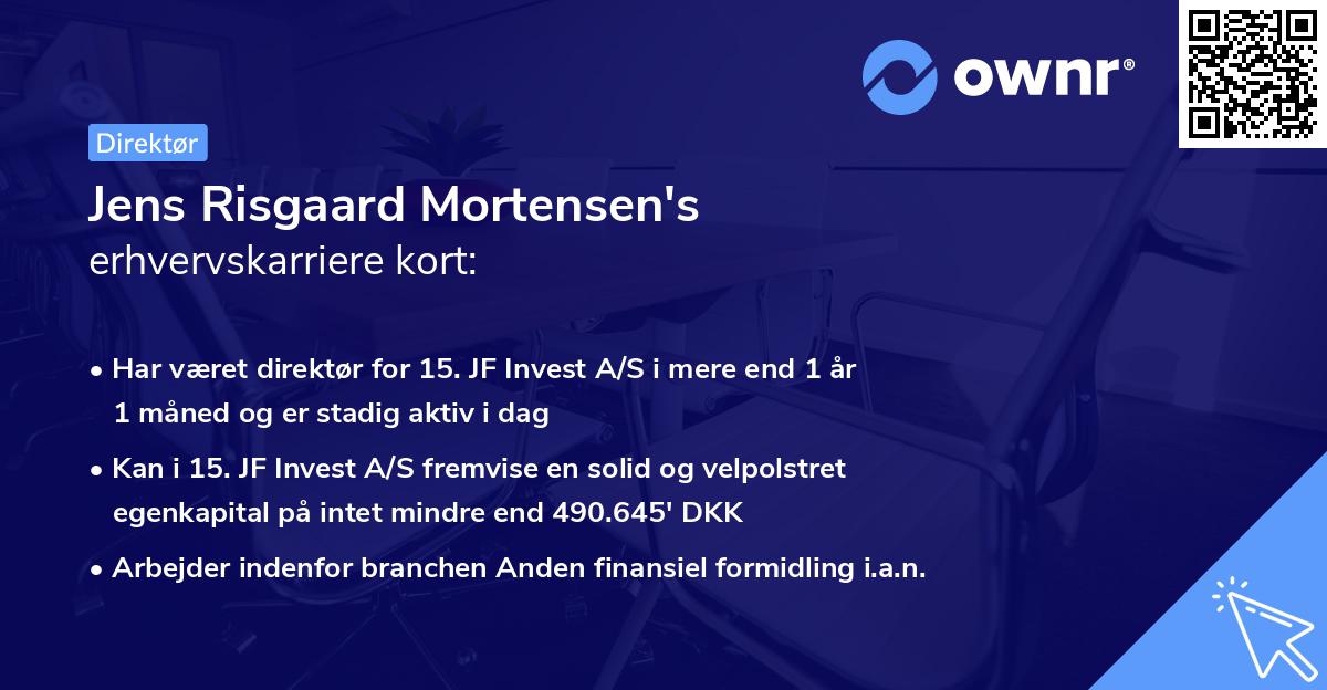Jens Risgaard Mortensen's erhvervskarriere kort