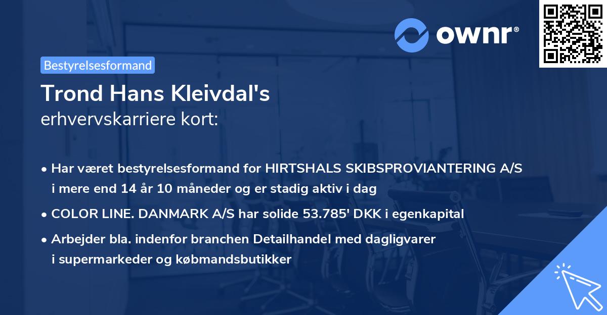 Trond Hans Kleivdal's erhvervskarriere kort