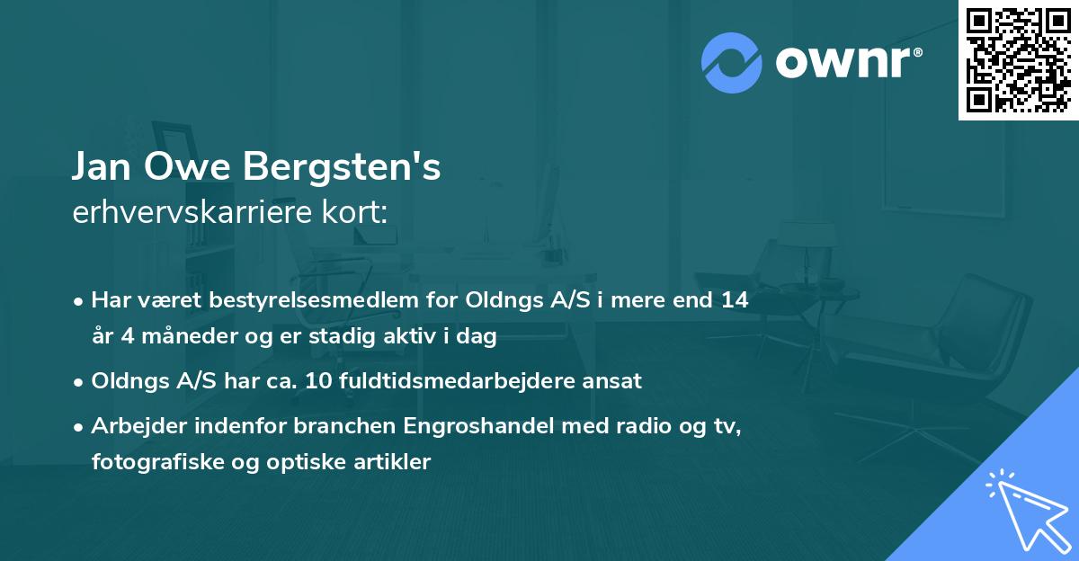 Jan Owe Bergsten's erhvervskarriere kort