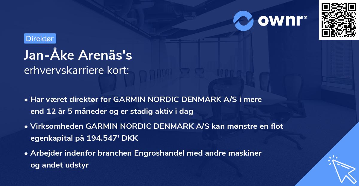 Jan-Åke Arenäs's erhvervskarriere kort