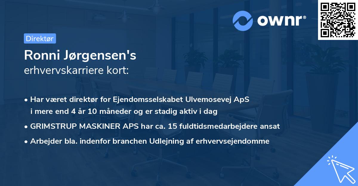 Ronni Jørgensen's erhvervskarriere kort