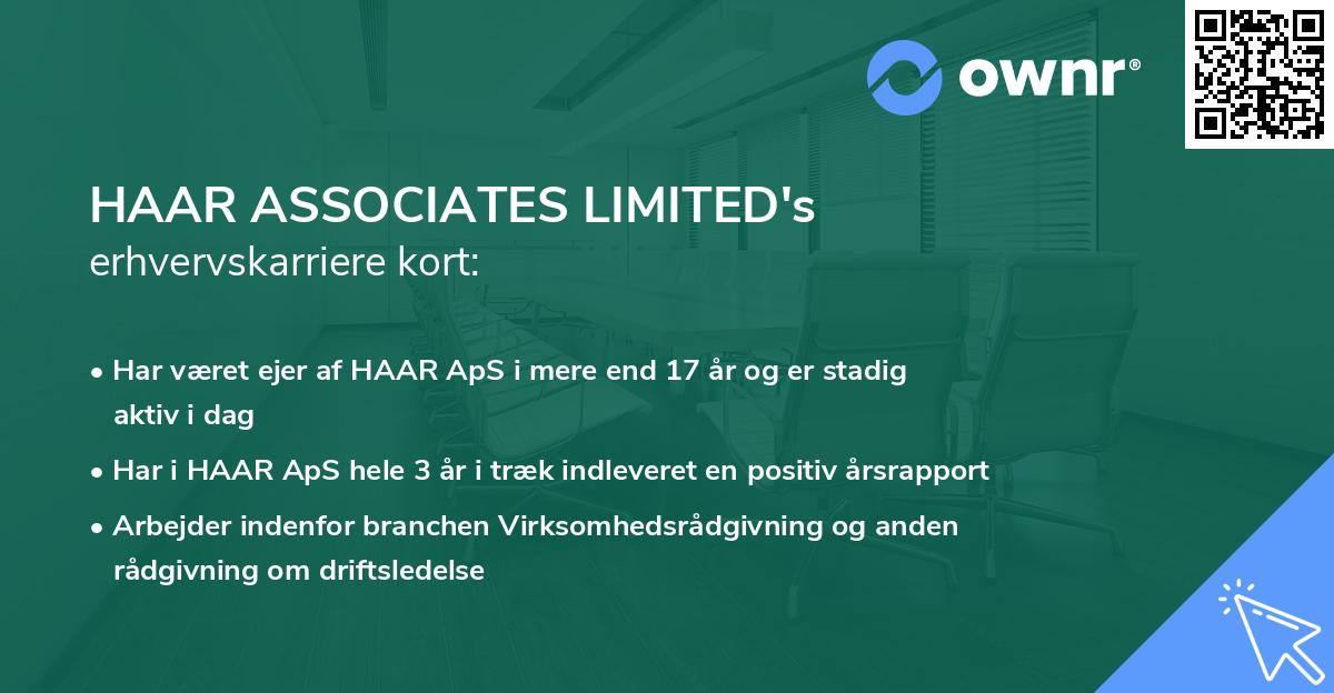 HAAR ASSOCIATES LIMITED's erhvervskarriere kort