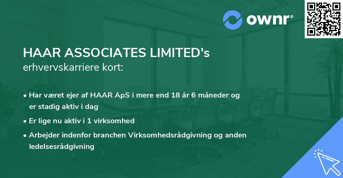 HAAR ASSOCIATES LIMITED's erhvervskarriere kort