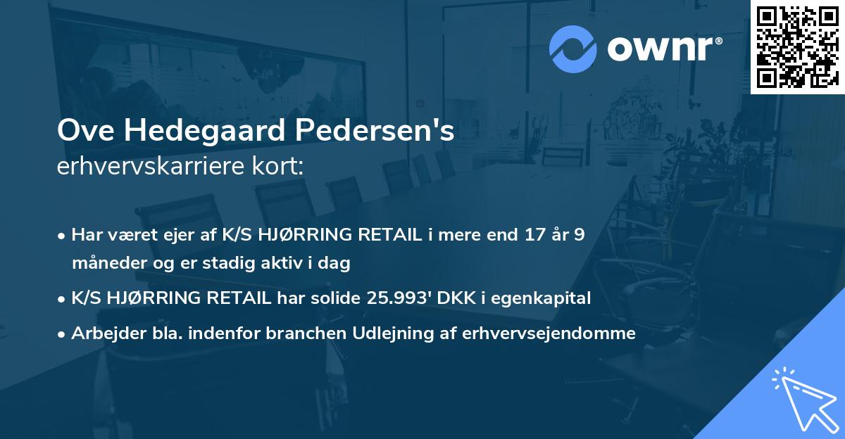 Ove Hedegaard Pedersen's erhvervskarriere kort