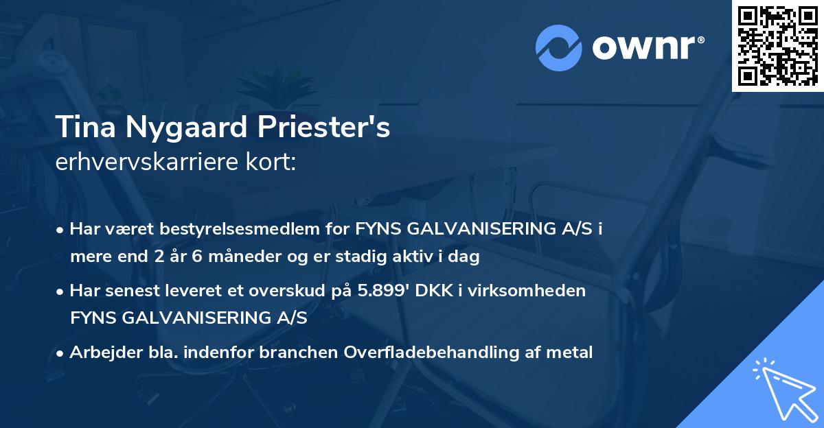 Tina Nygaard Priester's erhvervskarriere kort