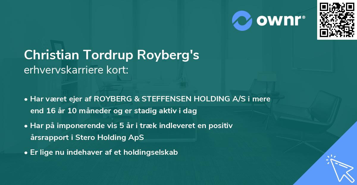 Christian Tordrup Royberg's erhvervskarriere kort