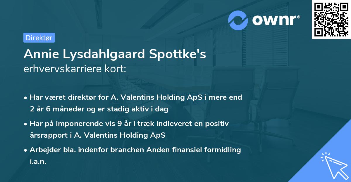 Annie Lysdahlgaard Spottke's erhvervskarriere kort