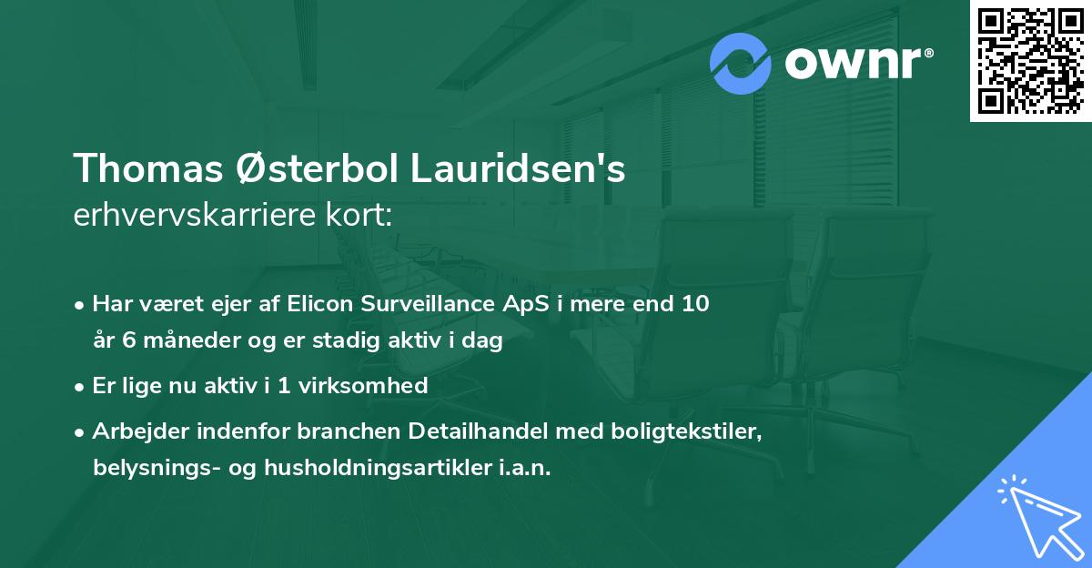 Thomas Østerbol Lauridsen's erhvervskarriere kort
