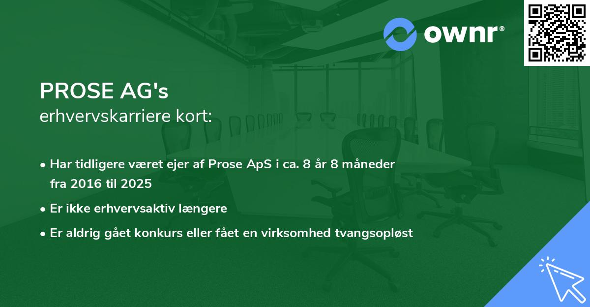 PROSE AG's erhvervskarriere kort