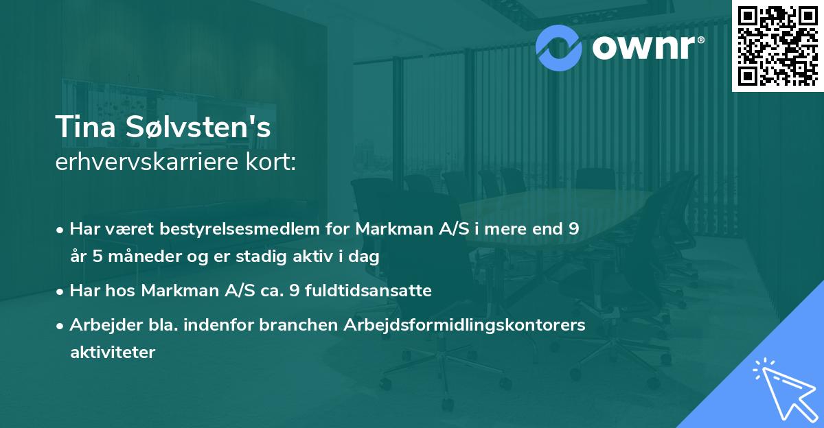 Tina Sølvsten's erhvervskarriere kort
