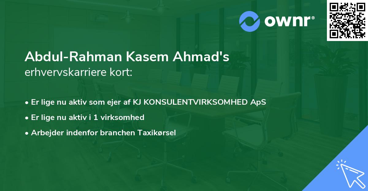 Abdul-Rahman Kasem Ahmad's erhvervskarriere kort