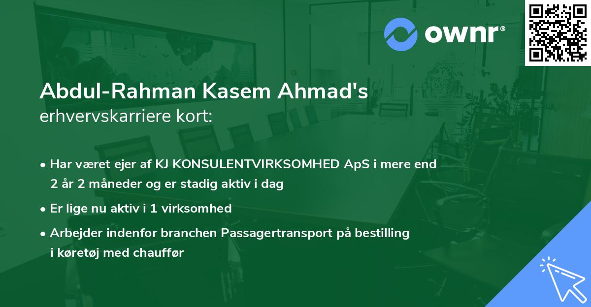 Abdul-Rahman Kasem Ahmad's erhvervskarriere kort