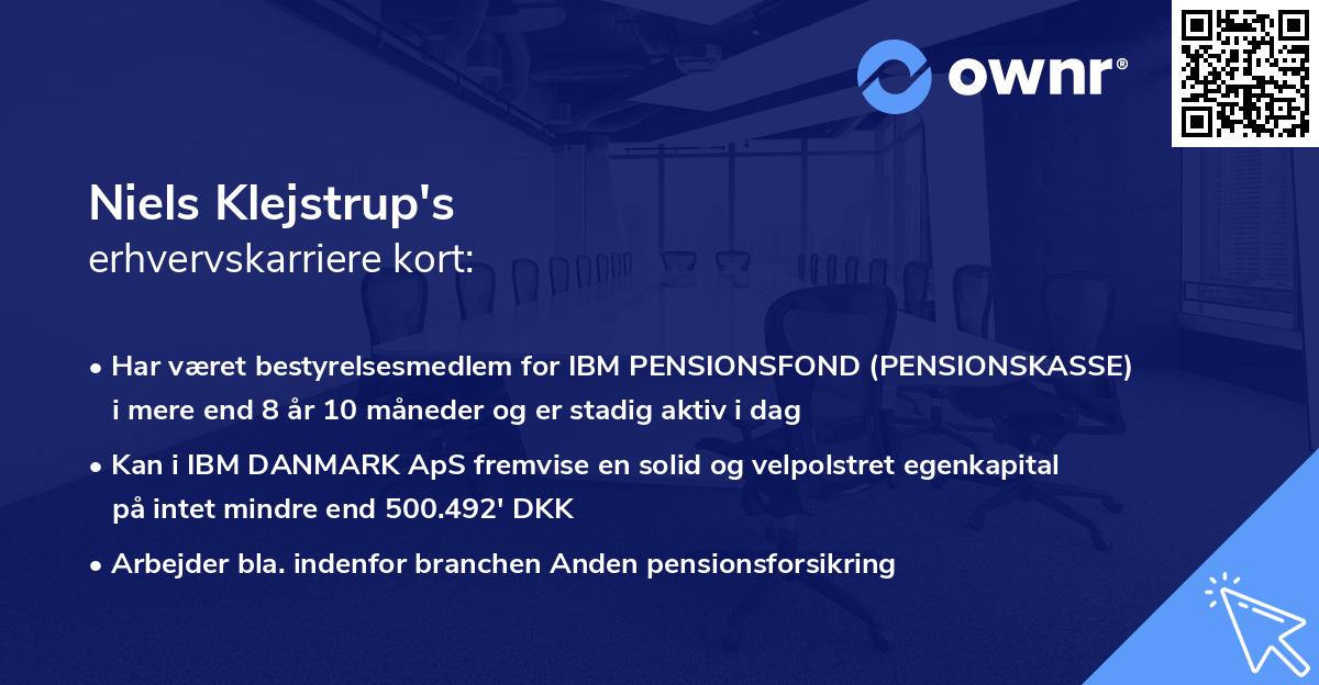 Niels Klejstrup's erhvervskarriere kort