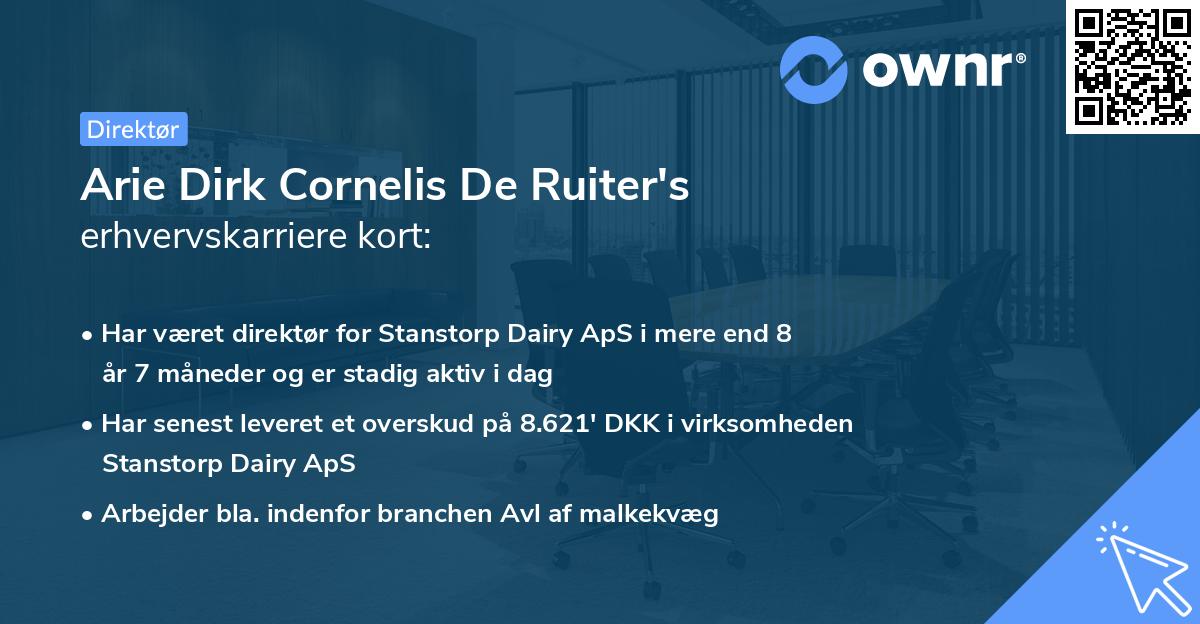 Arie Dirk Cornelis De Ruiter's erhvervskarriere kort