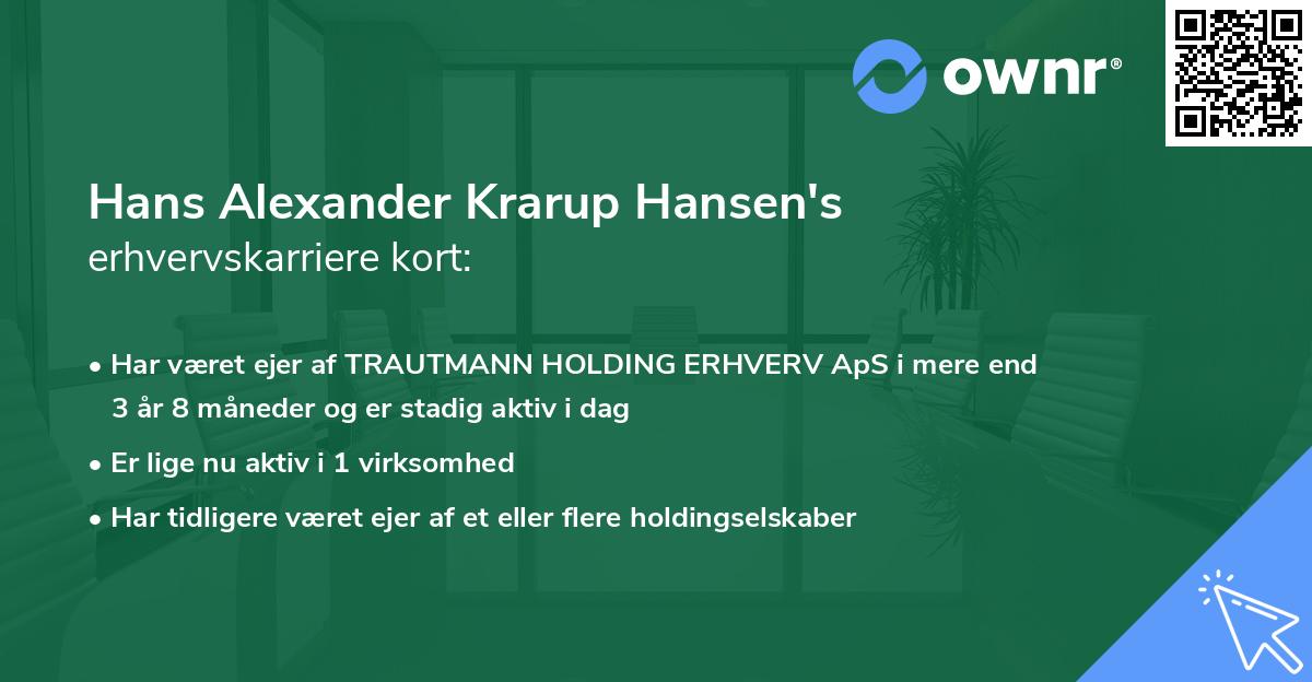 Hans Alexander Krarup Hansen's erhvervskarriere kort