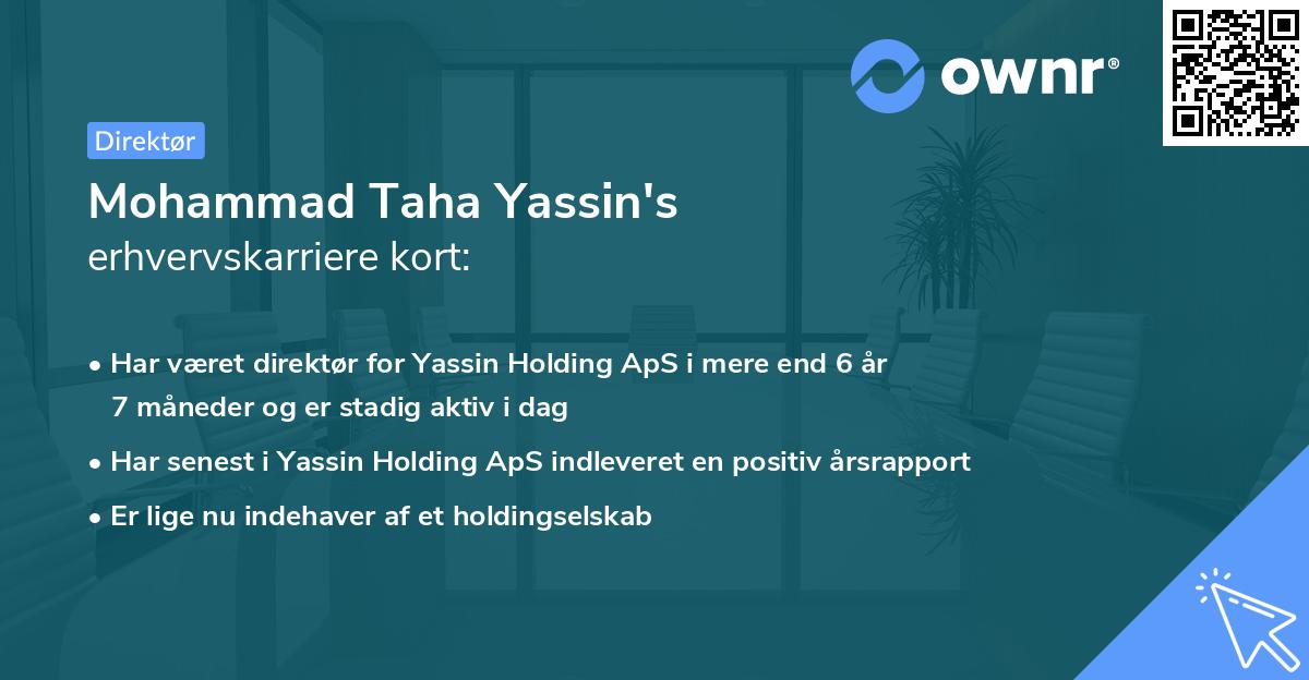 Mohammad Taha Yassin's erhvervskarriere kort