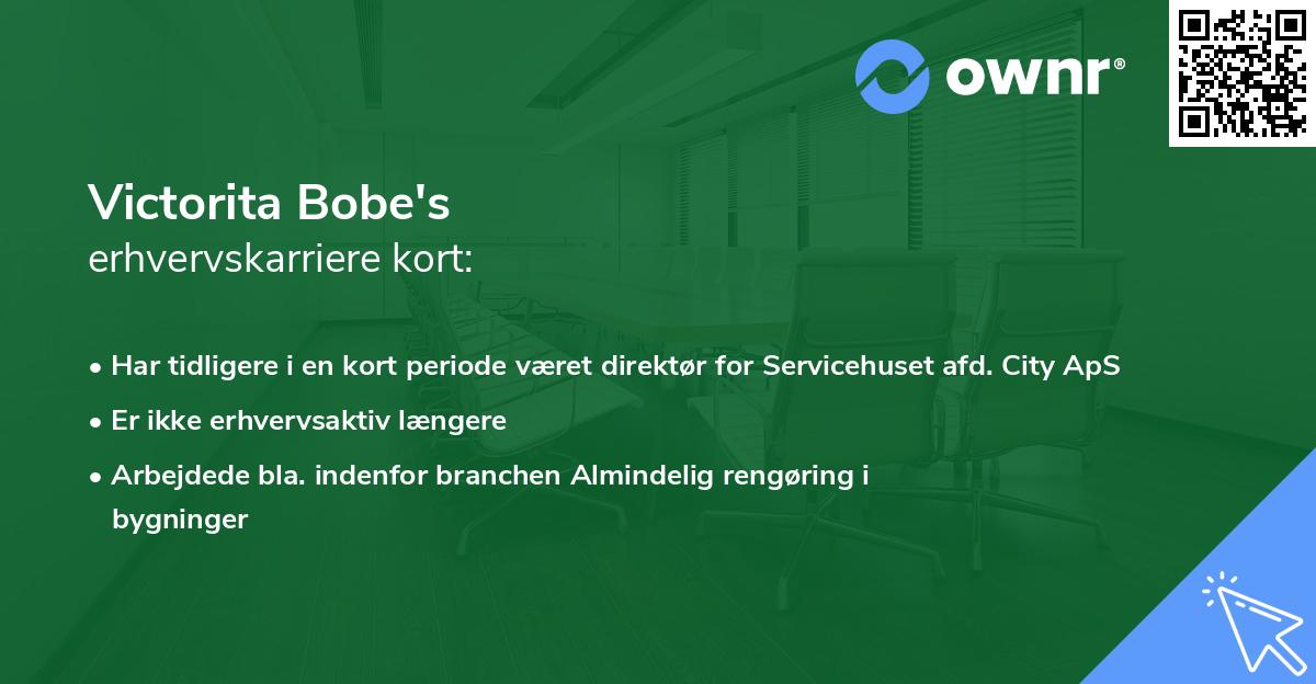 Victorita Bobe's erhvervskarriere kort