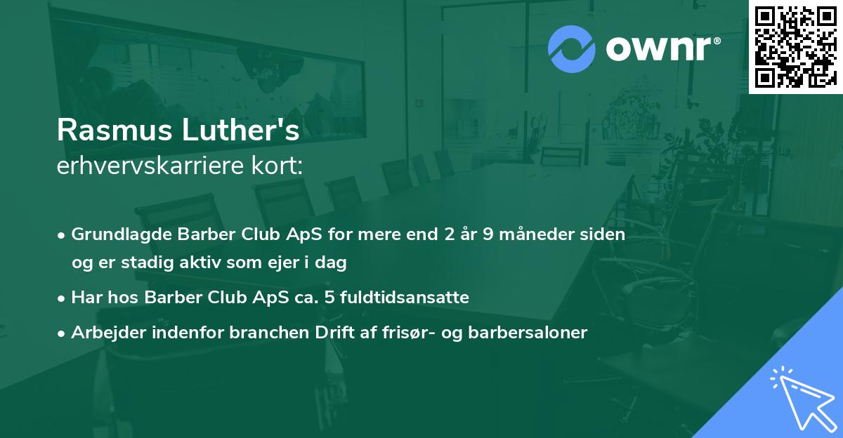Rasmus Luther's erhvervskarriere kort