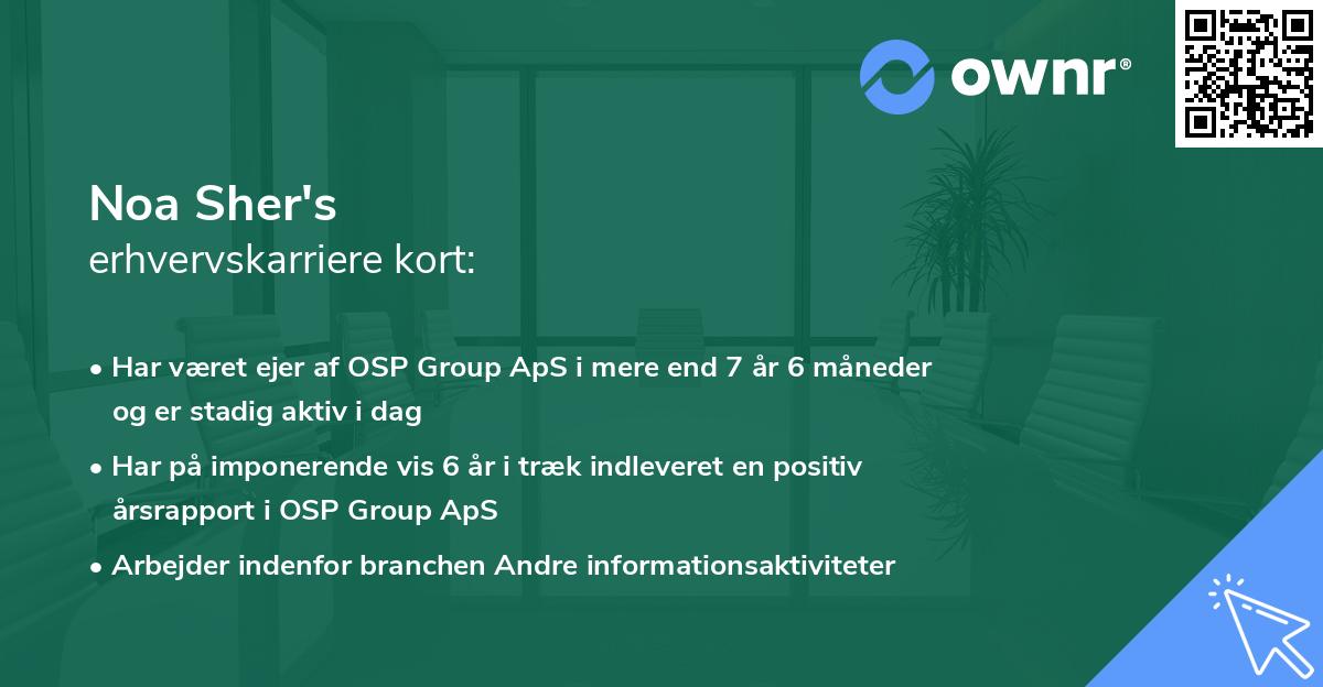 Noa Sher's erhvervskarriere kort