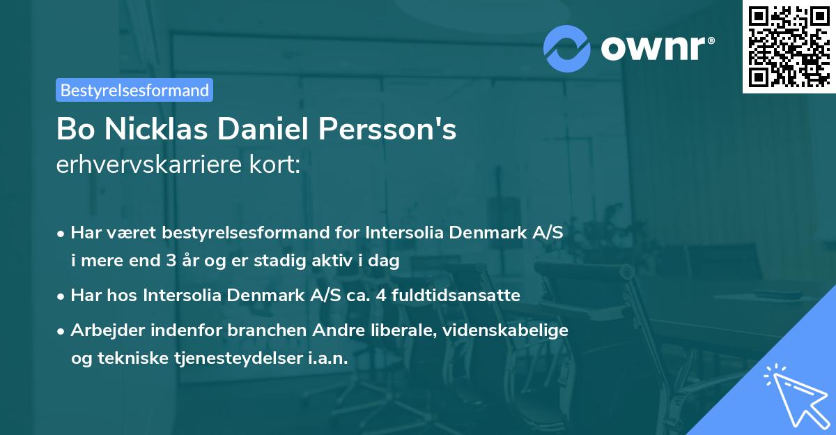 Bo Nicklas Daniel Persson's erhvervskarriere kort