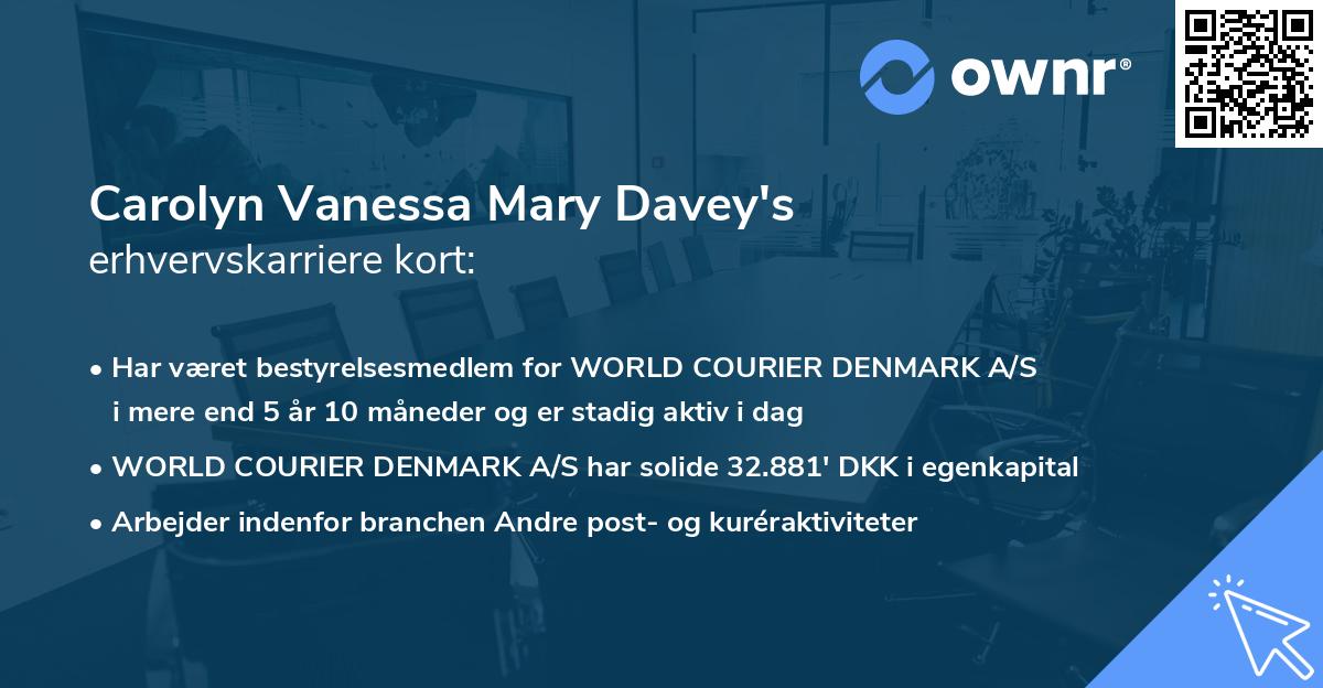 Carolyn Vanessa Mary Davey's erhvervskarriere kort