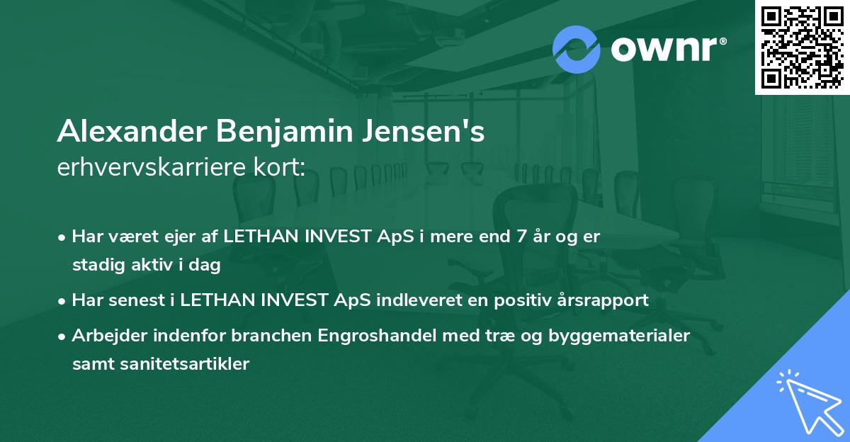 Alexander Benjamin Jensen's erhvervskarriere kort