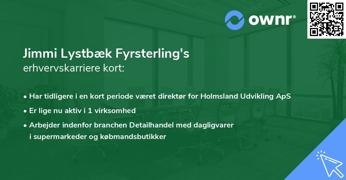 Jimmi Lystbæk Fyrsterling's erhvervskarriere kort