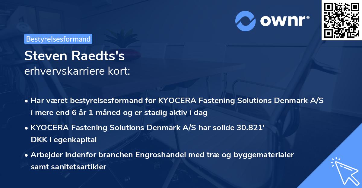 Steven Raedts's erhvervskarriere kort