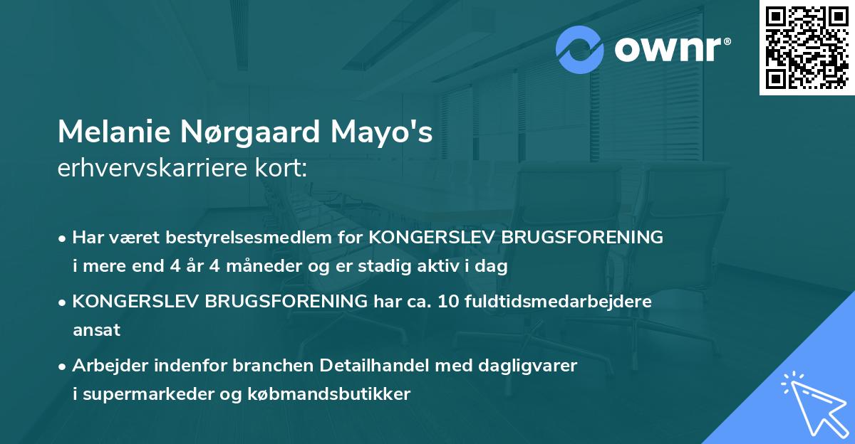 Melanie Nørgaard Mayo's erhvervskarriere kort