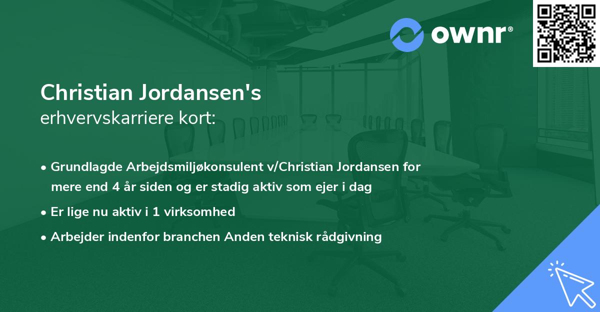 Christian Jordansen's erhvervskarriere kort