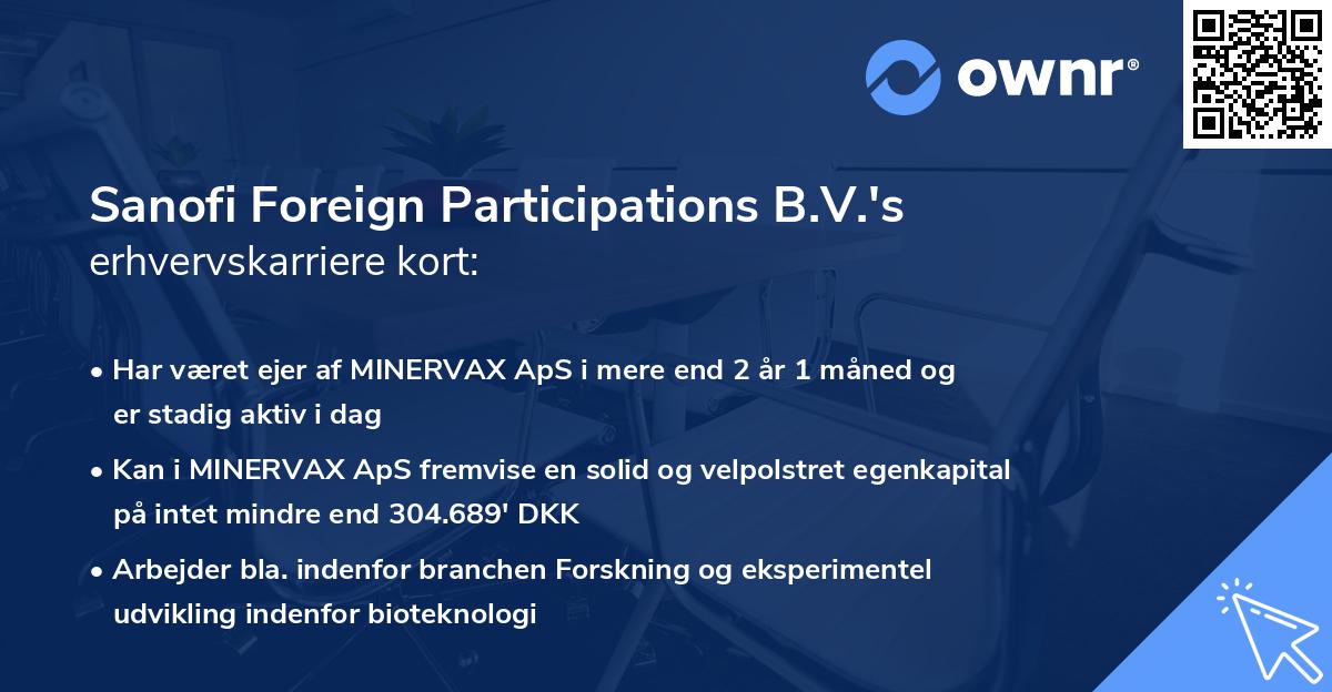 Sanofi Foreign Participations B.V.'s erhvervskarriere kort