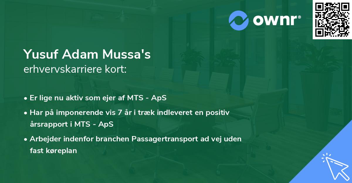 Yusuf Adam Mussa's erhvervskarriere kort
