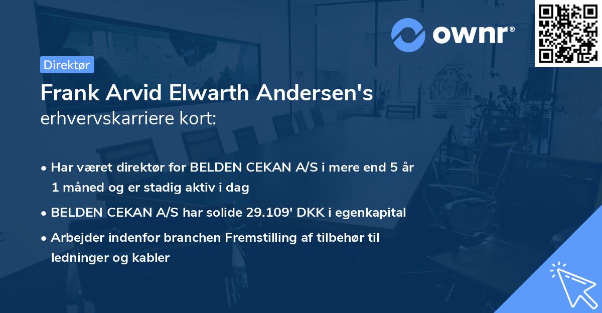 Frank Arvid Elwarth Andersen's erhvervskarriere kort