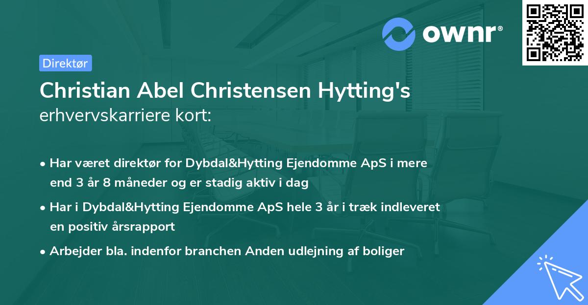 Christian Abel Christensen Hytting's erhvervskarriere kort