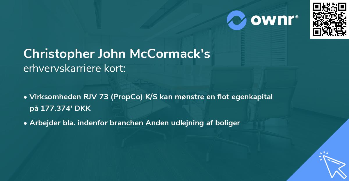 Christopher John McCormack's erhvervskarriere kort