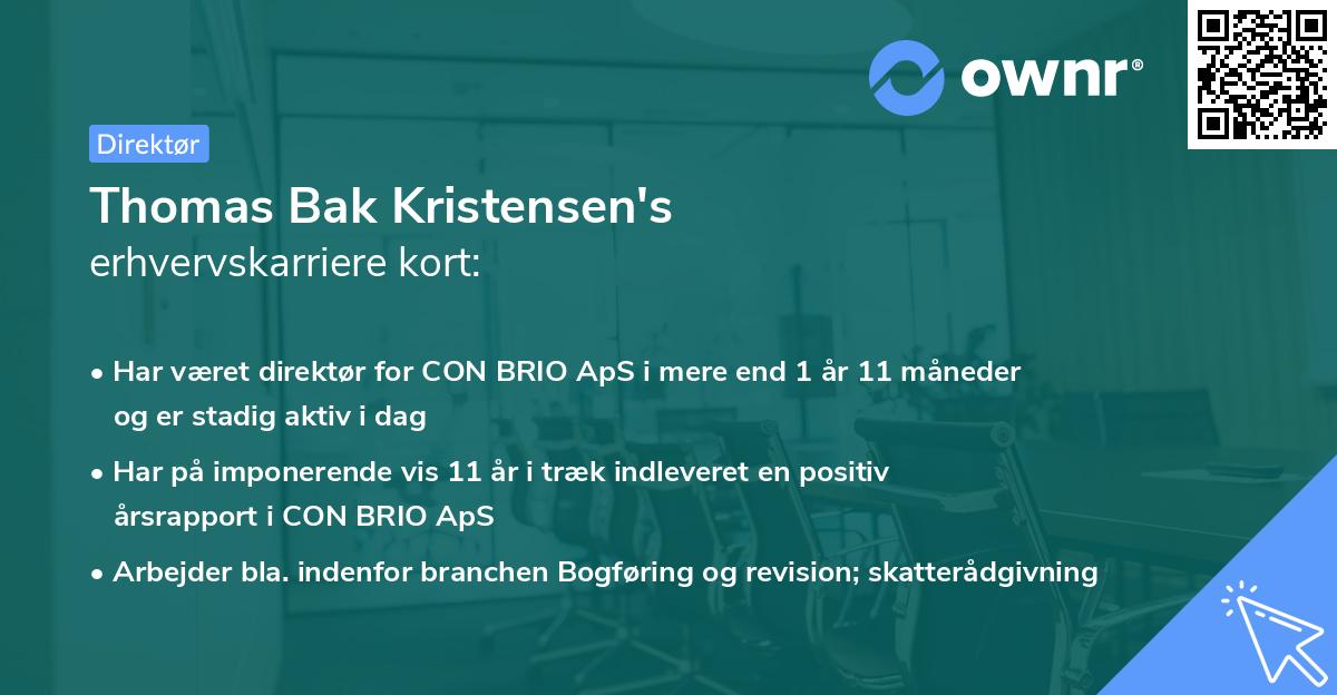 Thomas Bak Kristensen's erhvervskarriere kort
