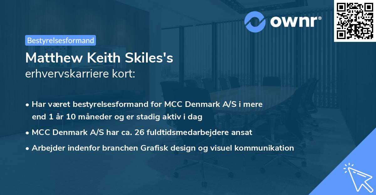 Matthew Keith Skiles's erhvervskarriere kort