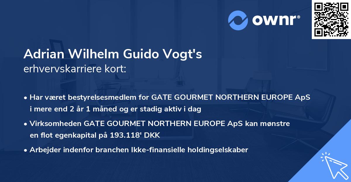 Adrian Wilhelm Guido Vogt's erhvervskarriere kort