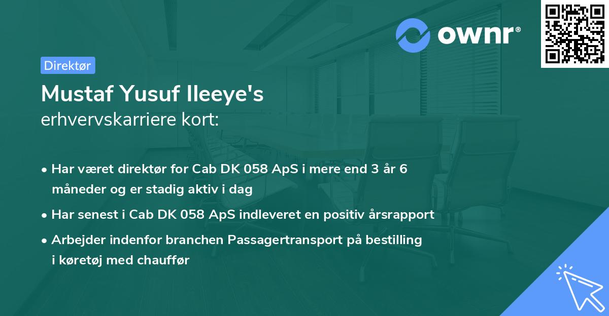 Mustaf Yusuf Ileeye's erhvervskarriere kort